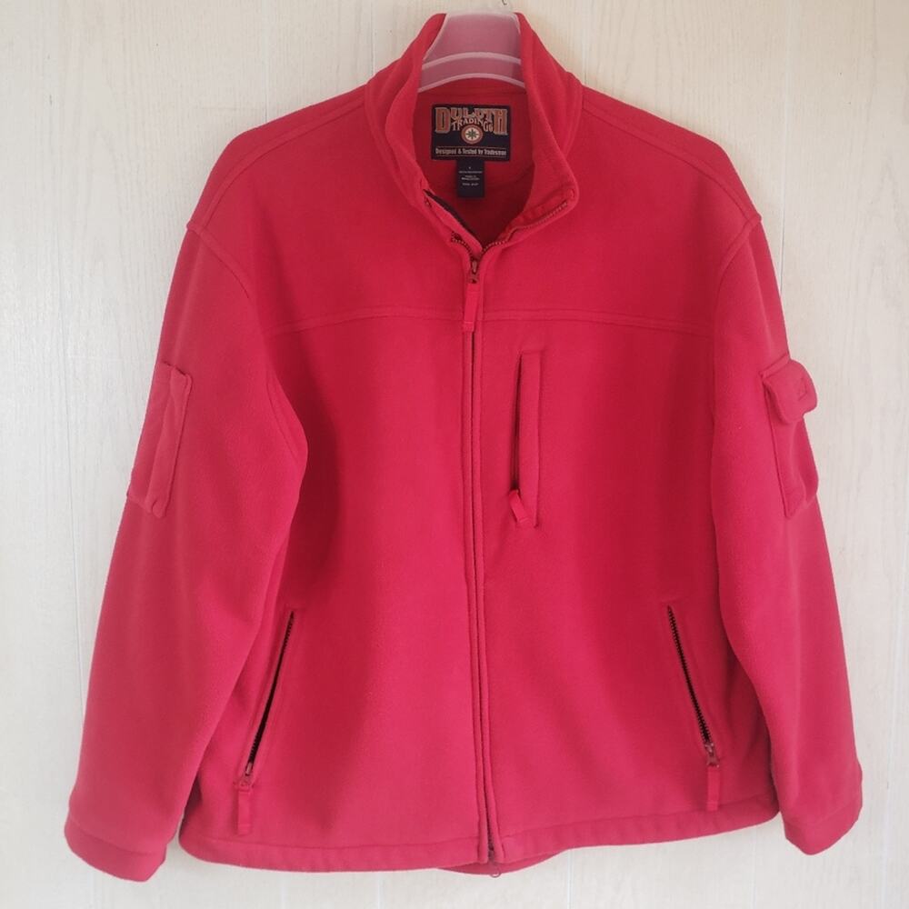 Duluth Trading Co red thick scuba fleece jacket coat size large mens